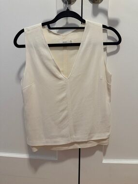 A.L.C. Cream V-Neck Sleeveless Blouse